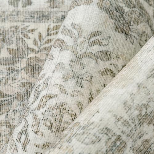 PureCozy 6x9 Washable Area Rug Living Room Cream Beige Vintage Large Carpet - Image 6
