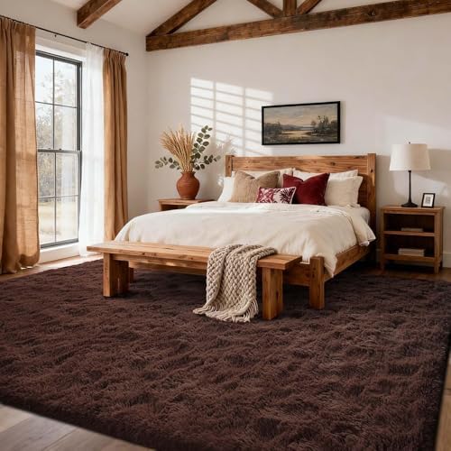4x6 Ft Brown Shag Rugs for Bedroom Living Room, Ultra Soft Fluffy Furry Area Rug for Indoor Floor, Aesthetic Carpet for Home Decor - Image 3