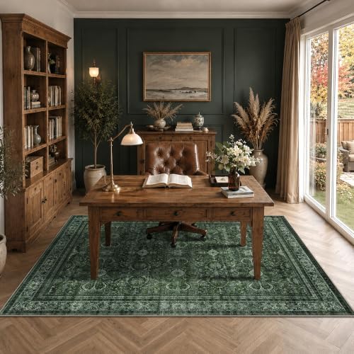 Schweek Green 5x7 Area Rug for Living Room Washable Non Slip Neutral Rugs - Image 3