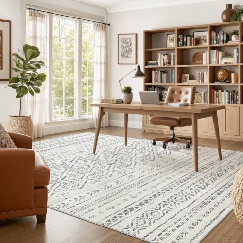 Nakagishi Boho 7x9 Area Rug Living Room Rugs Machine Washable Grey - Image 5