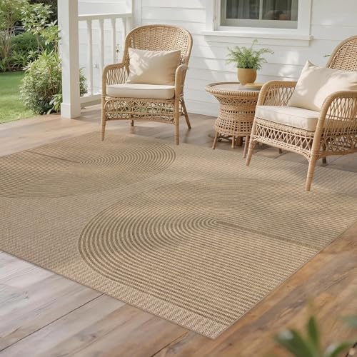 Easy Jute Rug for Pet Homes: 4x6 Outdoor Rug - Geometric Arch Pattern by Arvenchy