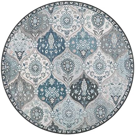 Lahome Moroccan Washable Round Rugs, Soft Vintage Round Rug 4ft Ultra-Thin - Image 2