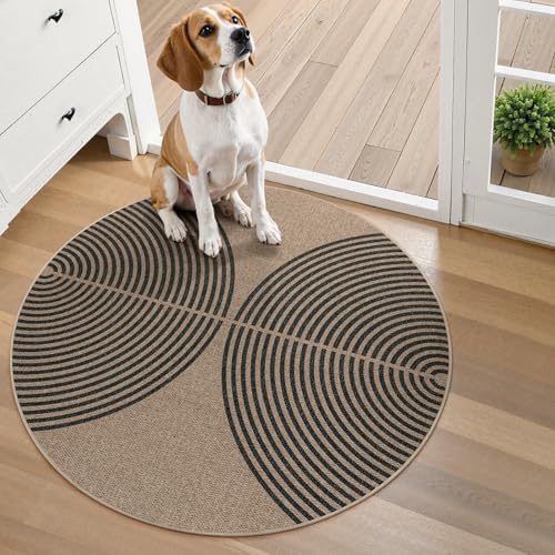 Lahome Modern Rainbow Small Round Rug, 3ft Washable Circle Rug for Doorway - Image 5