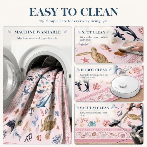 Arenarug 3x5 Kids Playroom Rug Washable Coastal Nursery Rug, Blush Pink - Image 6