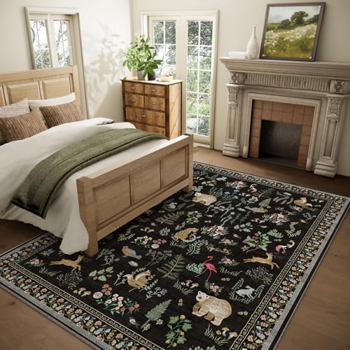Washable Area Rugs for Living Room: 8x10 Bedroom Rug Stain Resistant Non Slip Low Pile Soft Lightweight Carpet for Kitchen Dining Room Farmhouse Nursery Kids Room Home Office - Image 2