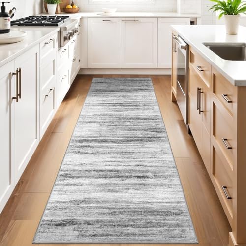 3x11 Washable Runner Rug for Hallway: Extra Long Runners for Entryway Living Room Dining Room - Stain and Water Resistant Rugs with Non-Slip Backing - Soft Low-Pile Carpet Grey - Image 2