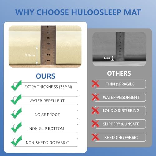 Huloo Sleep Ultra Soft Baby Play Mat for Floor,1.3" Thick Elasti-Foam 47x47 Play Mat for Playpen,Water-Repellent Coral Velvet for Tummy Time, Non-Slip Backing Safe for Toddlers & Infants（Vanilla） - Image 3