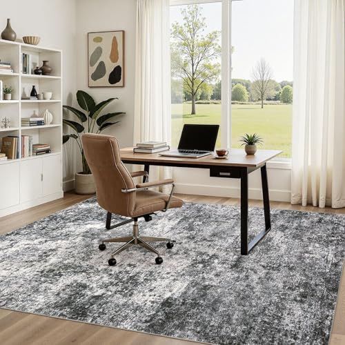DMOYEST Area Rug Living Room Rugs 5x7 Washable Abstract Grey Carpet - Image 3