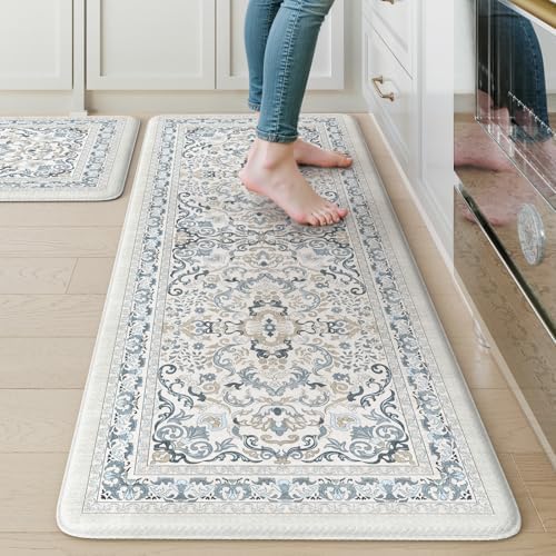 KIMODE Anti Fatigue Mats for Kitchen Floor Comfort Cushioned Rugs Sets of 2 by StayinComfortCookwithJoy