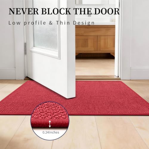 YIHOUSE Long Large Bathroom Rugs Sets 2 Piece, Quick Dry Thin Bath Mat, Non Slip Absorbent Machine Washable, Bath Runner Rug for Tub Sink Home Decor (24"x36" + 24"x59",Red) - Image 6
