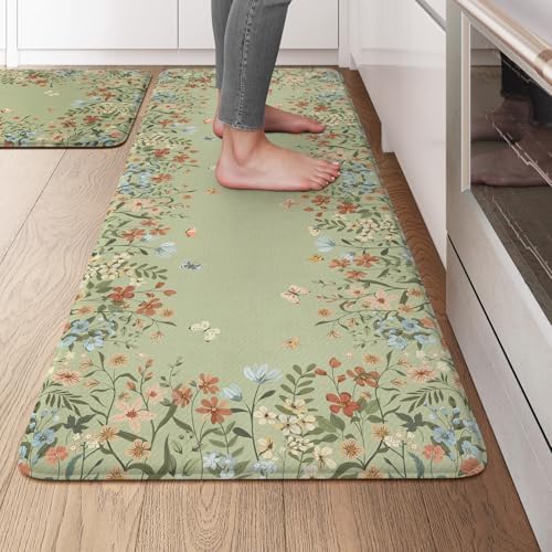 KIMODE Kitchen Mats for Floor Anti Fatigue,Farmhouse Kitchen Rugs Sets of 2 by StayinComfortCookwithJoy