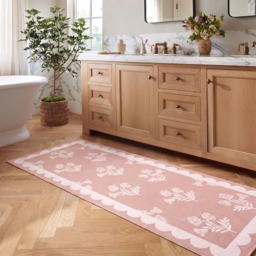 Non Slip Kitchen Runner Rug, 2x6 Pink Floral Hallway Runner Rugs - Image 6