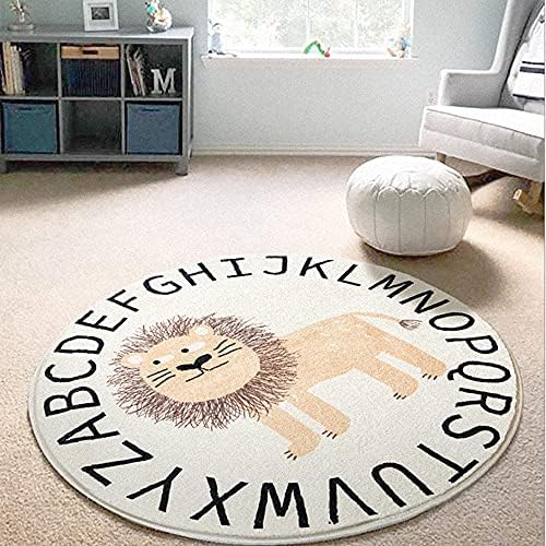 Poowe ABC Kids Rug Round Alphabet Soft Area Rugs Non Slip for Classroom Bedroom(Round 39.4") by Poowe