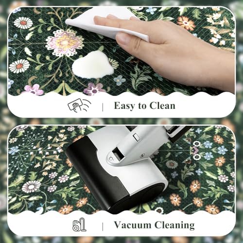 Yamaziot Boho Anti Fatigue Kitchen Rug Set of 3 Scalloped Non-Slip, Green - Image 4
