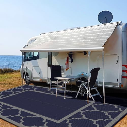 GENIMO Outdoor Rug, Waterproof Plastic Rugs 10'x14' for Camping Blue Grey - Image 4