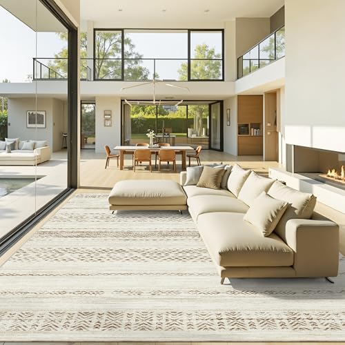 Miukiki 8x10 Area Rug for Living Room, Washable Soft Non Slip Rug Brown by Miukiki