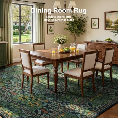 Lofus Washable Rugs for Living Room, Botanical Print Carpet Green 9 x 12 - Image 4