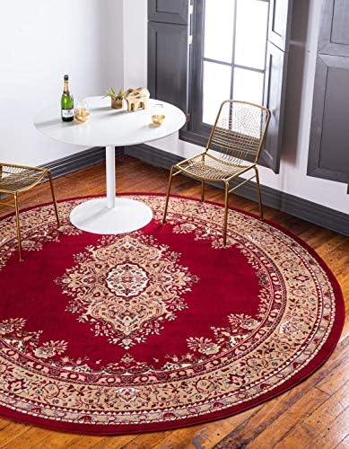 Unique Loom Reza Collection Traditional Persian Style Area Rug, 8' 0" x 8' 0", Burgundy/Ivory by UniqueLoom