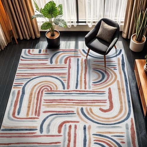 CAMILSON Indoor Outdoor Rug, Multicolor 6x9 Geometric Arch Striped Area Rugs for Patio and Home Areas, Easy-Cleaning Non-Shedding Living Room, Garden and Deck Washable Outside Carpet (6 x 9) - Image 7