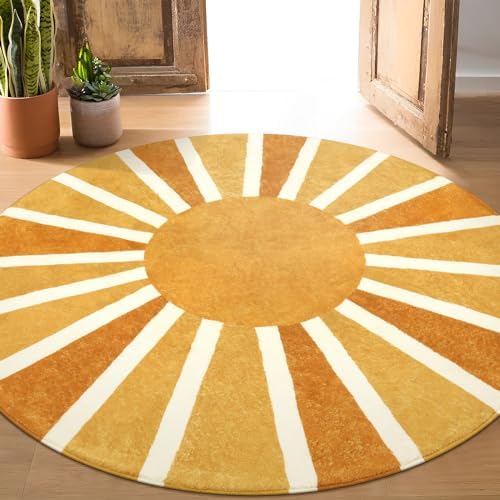 Lahome Round Rug 7Ft for Living Room, Washable Large Boho Area Rug - Image 6
