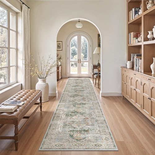 Madane Washable Runner Rugs 2x10 Long for Hallway Kitchen, Green - Image 4