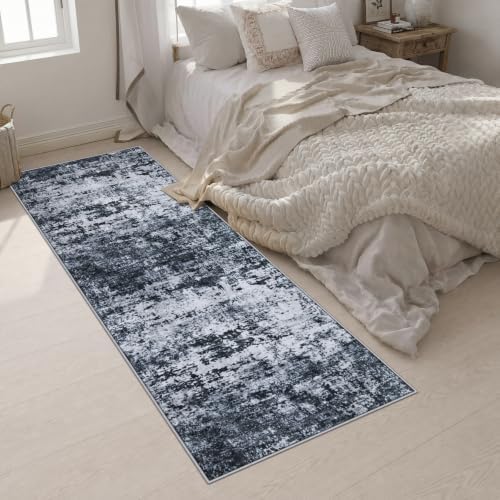 3x10 Washable Runner Rug：Modern Abstract Kitchen Carpet Black - Image 4