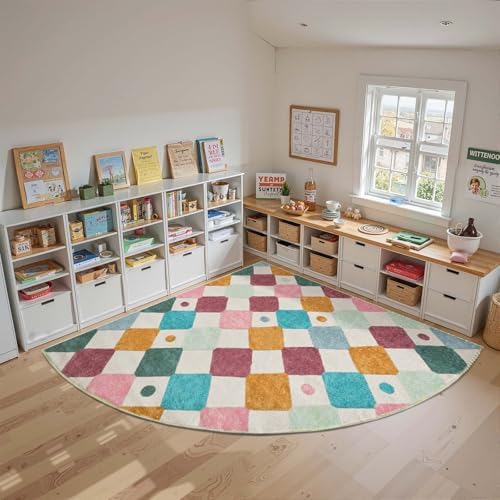 jinchan Corner Rug Washable Kids Rug Colorful Nursery Play Mat Confetti by JINCHAN