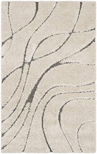 SAFAVIEH Florida Shag Rug 4'x6', Soft Plush Modern Cream & Grey SG471-1180 - Image 4