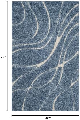 SAFAVIEH Florida Shag Rug 4'x6', Soft Plush Light Blue & Cream SG471-6011 - Image 3