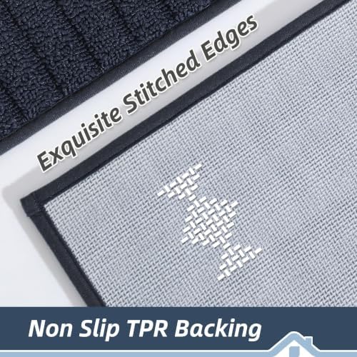 BEQHAUSE Kitchen Rugs 24"x71", Non Slip Washable Kitchen Mat, Navy Blue - Image 2