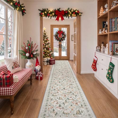 Christmas Runner Rug 2x10, Washable Rugs for Living Room (2'x10', Grey) by Restydon