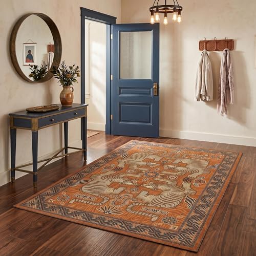GarveeHome 3x5 Tiger Washable Rug Entryway Boho Bedroom Non Slip Vintage - Image 3
