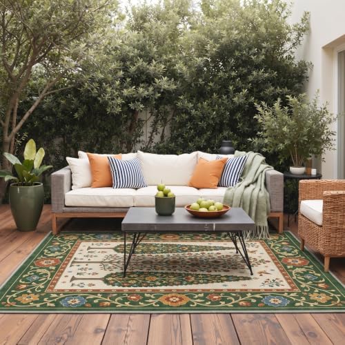 GENIMO 5X8 Outdoor Rug, Washable for Patio and Deck, Antique Sage by GENIMO