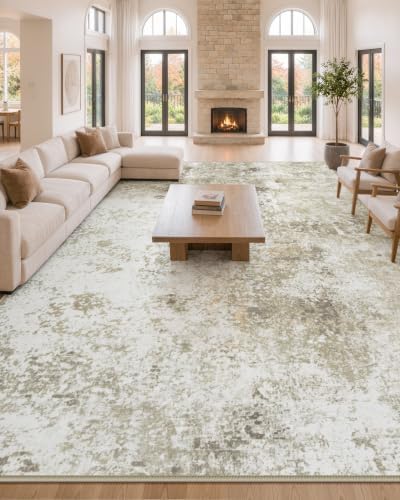 Lahome 10x14 Beige Area Rug for Living Room, Modern Abstract Rug, Natural - Image 3
