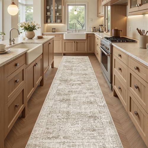Soalmost Runner Rug 2x7 Washable Non-Slip Hallway Rugs for Kitchen Brown - Image 2