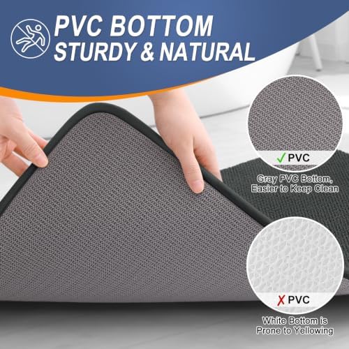 OLANLY Thick Memory Foam Bathroom Rugs 32x20, Absorbent Bath Mat, Dark Grey - Image 4