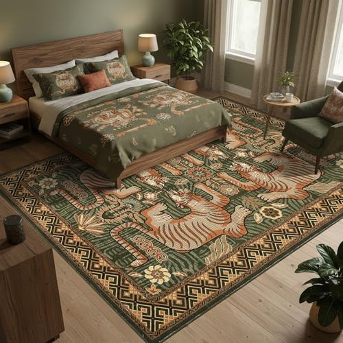 GarveeHome Large Tiger 9x12 Area Rugs Boho Washable Vintage Living Room Rug by GarveeHome