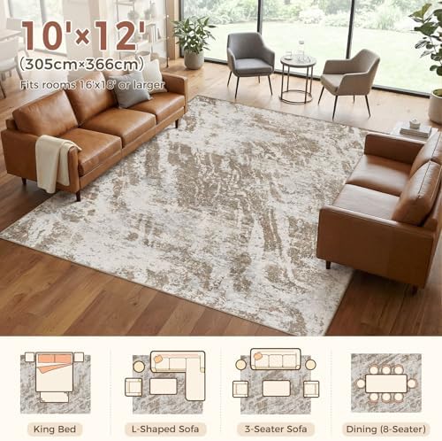 DMOYEST 10x12 Washable Area Rug Abstract Modern Non-Slip Indoor Carpet - Image 2