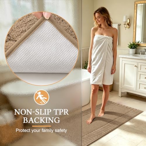 Pauwer Bathroom Rugs Sets 2 Piece, Non Slip Plush Bath Mats, Dark Grey - Image 5