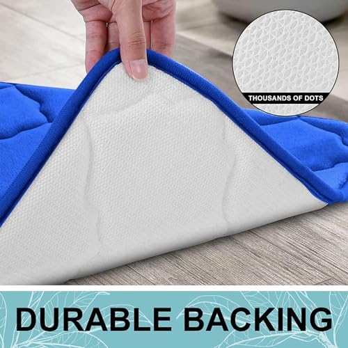 OLANLY Memory Foam Bath Mat Rug 47x24, Ultra Soft Bathroom Rugs, Royal Blue - Image 4