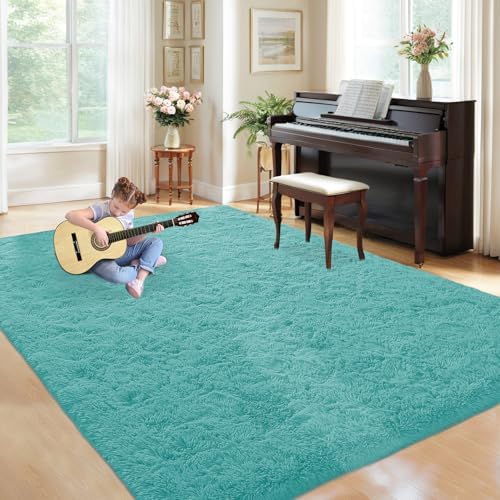 5x8 Area Rug for Living Room: Fluffy Shag Soft Washable Rugs Fuzzy Plush Indoor Carpet for Bedroom Nursery Playroom Dorm Kids Girls Boys Room (Teal Blue, 5'x8') - Image 6