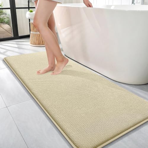 OLANLY Memory Foam Bathroom Runner Rug 47x17, Absorbent Long Bath Mat, Sand by OLANLY