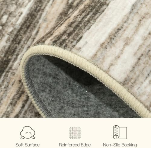 Lofus 8x10 Area Rug for Living Room, Abstract Washable Non-Slip Rugs, Taupe - Image 7