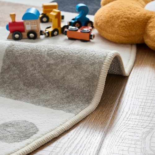 jinchan 5x7 Nursery Rug Washable Kids Playroom Rug Black and White Marble - Image 7