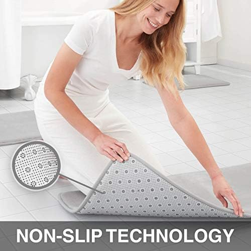 Memory Foam Bath Mat Non Slip Absorbent Super Cozy Velvet Bathroom Rug Carpet (72 inches X 24 inches, Silver) - Image 5