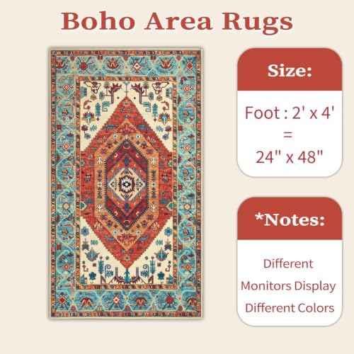 SERISSA 2x4 Washable Non Slip Boho Runner Rug for Entryway，Orange - Image 6