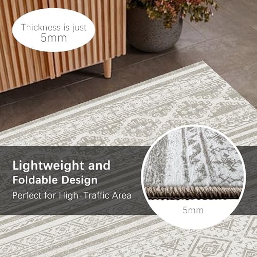 RUGSURE Washable Area Rugs 5' x 7' - 1/6 Thick - Moroccan-Inspired -Stain & Water Resistant Non-Slip - Resistant Rug for Living Room, Bedroom, Nursery, Pet & Child Friendly (Grey) - Image 6