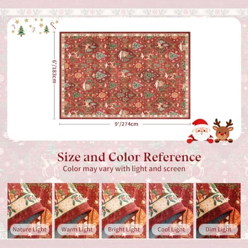 6x9 Non Slip Area Rugs for Living Room, Red Christmas Rug for Bedroom - Image 2