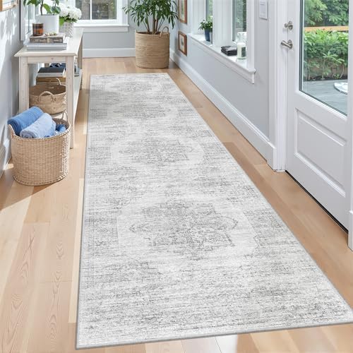 2x8 Runner Rug Non Slip,Washable Hallway Runner Rug,Grey by Restydon
