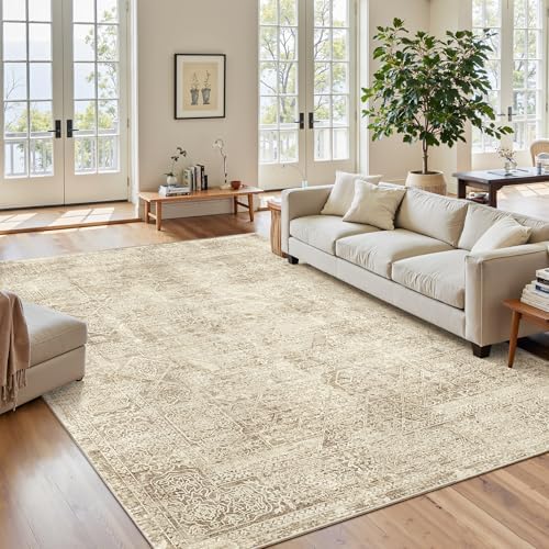 Soalmost 6x9 Area Rug for Living Room Washable Non-Slip Rugs Light Brown by Soalmost